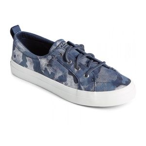 New Sperry crest vibe leather sneakers camo metallic 8.5